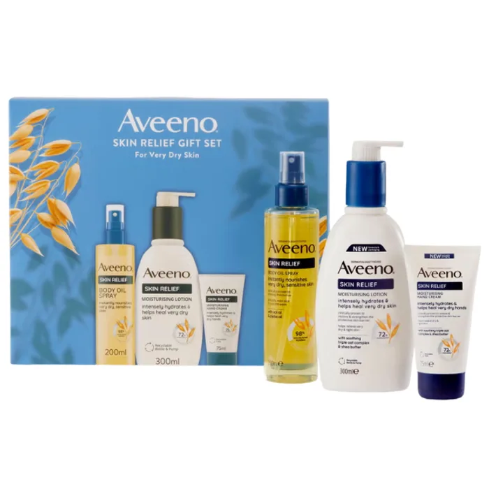 Aveeno Skin Relief Giftset, Skin Relief Oil 200ml, Skin Relief Lotion 300ml, Skin Relief Hand Cream 75ml