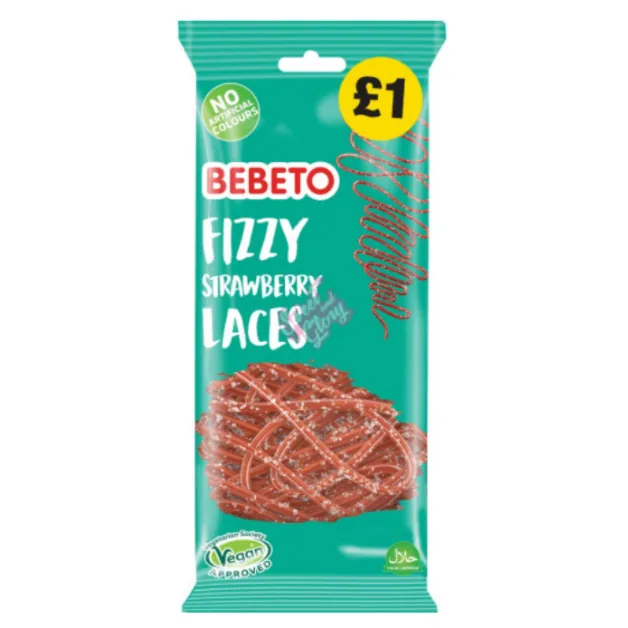 Bebeto Fizzy Strawberry Laces PMP 1.00 160g