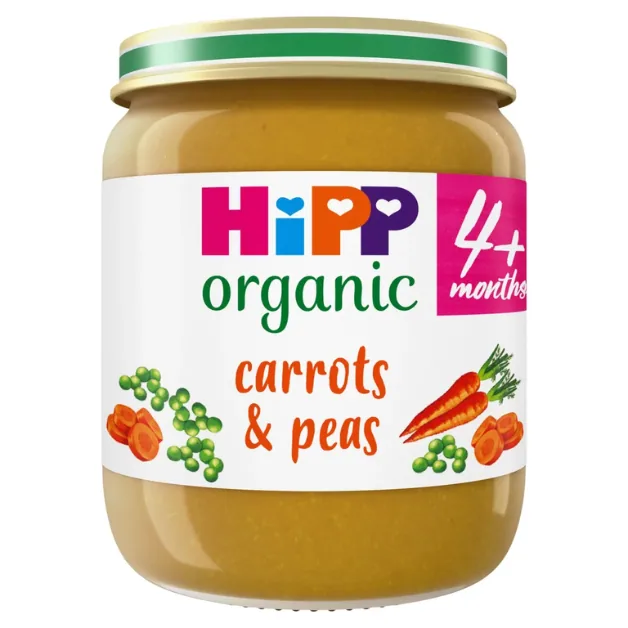 HiPP Organic Carrots And Peas Baby Food Jar 4+ Months 125g – H1