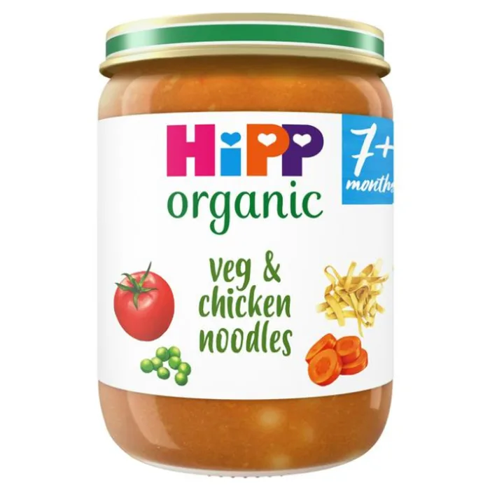 Hipp Organic Veg & Chicken Noodles Baby Food Jar 7+ Months 190g, H1