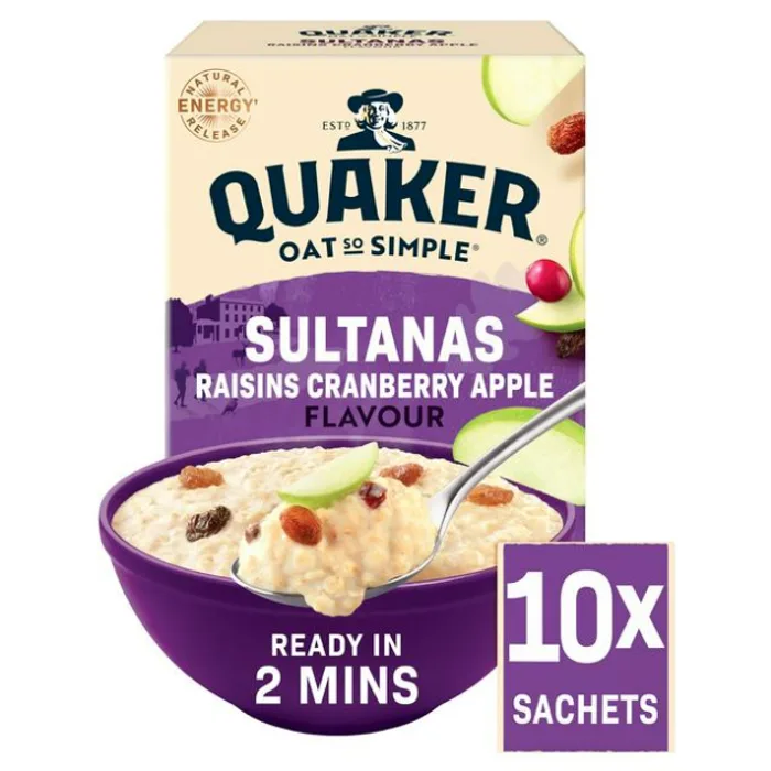 Quaker Oats Oat So Simple Sultanas, Raisins, Cranberry & Apple 10 Sachets 38.5g