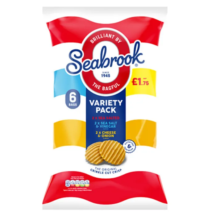 Seabrook Variety PMP 1.75 6s 25g (2x Sea Salt, 2x Cheese Onion, 2x Salt Vinegar)