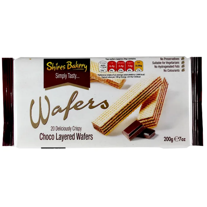Shires Bakery, Chocolate Wafers 200g