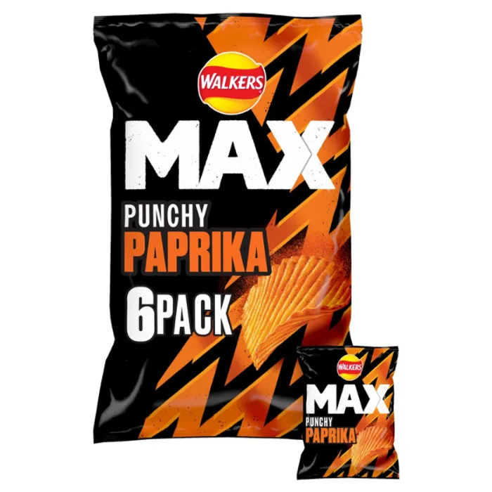 Walkers Max Punchy Paprika Multipack Crisps 6pk 27g